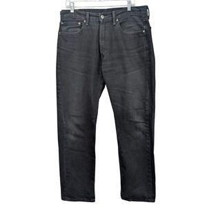 Levis 505 Men's Black Jeans‎ 35x32 100% Cotton Dark Wash Mid Rise Straight Leg